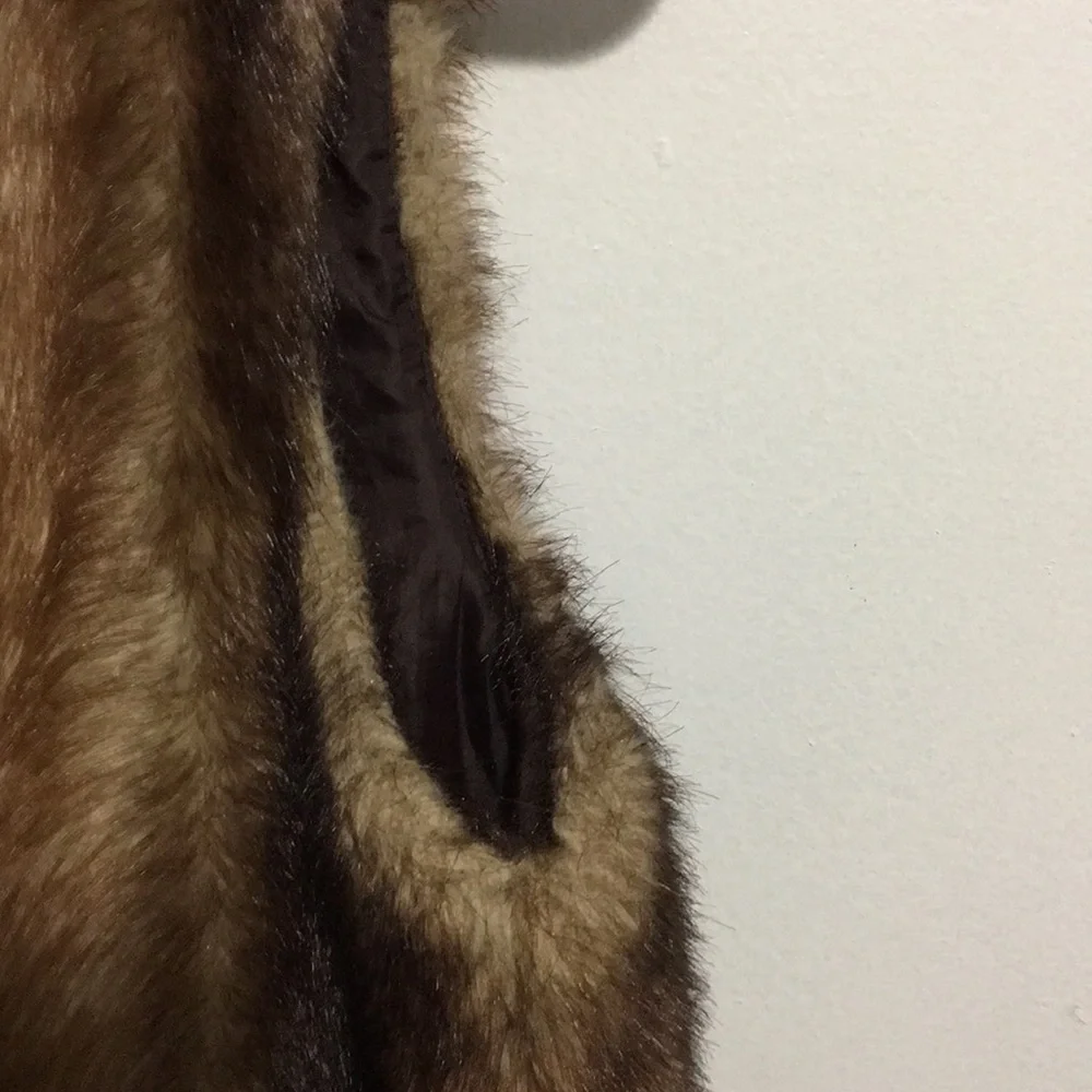 Faux Fur Vest Betsey Johnson Brown Size Small